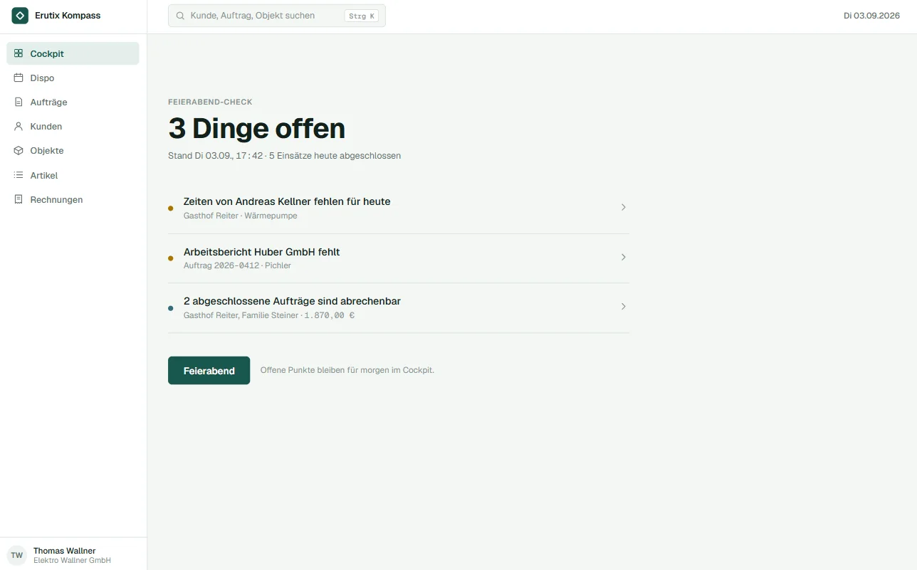 Feierabend-Check: was heute noch offen ist, als kurze Liste mit einer Aktion je Punkt